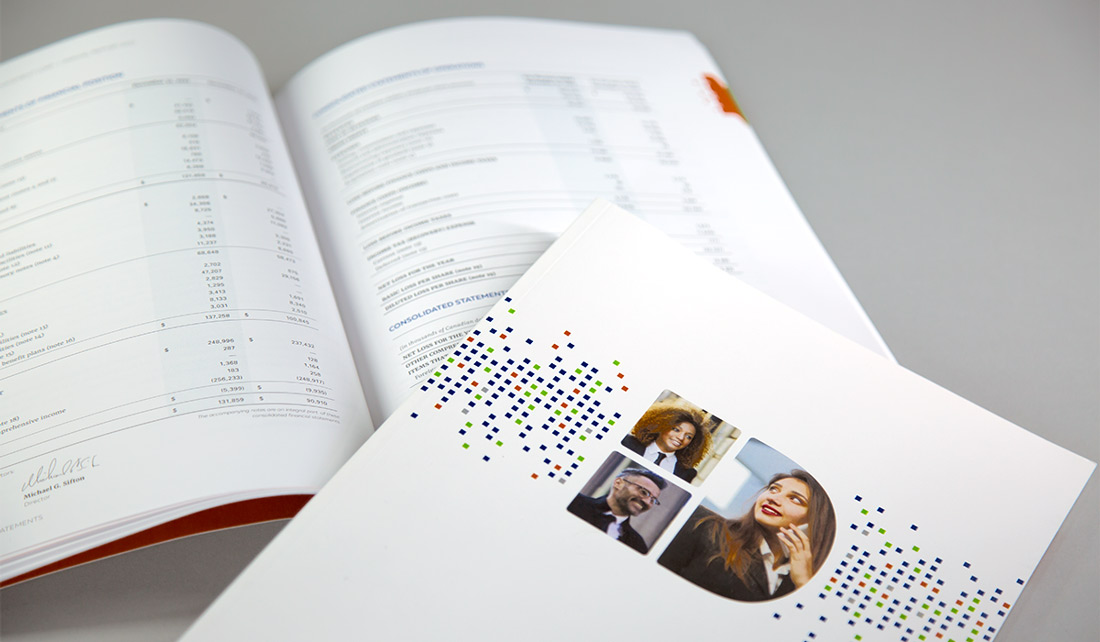 Annual Report cover and spread