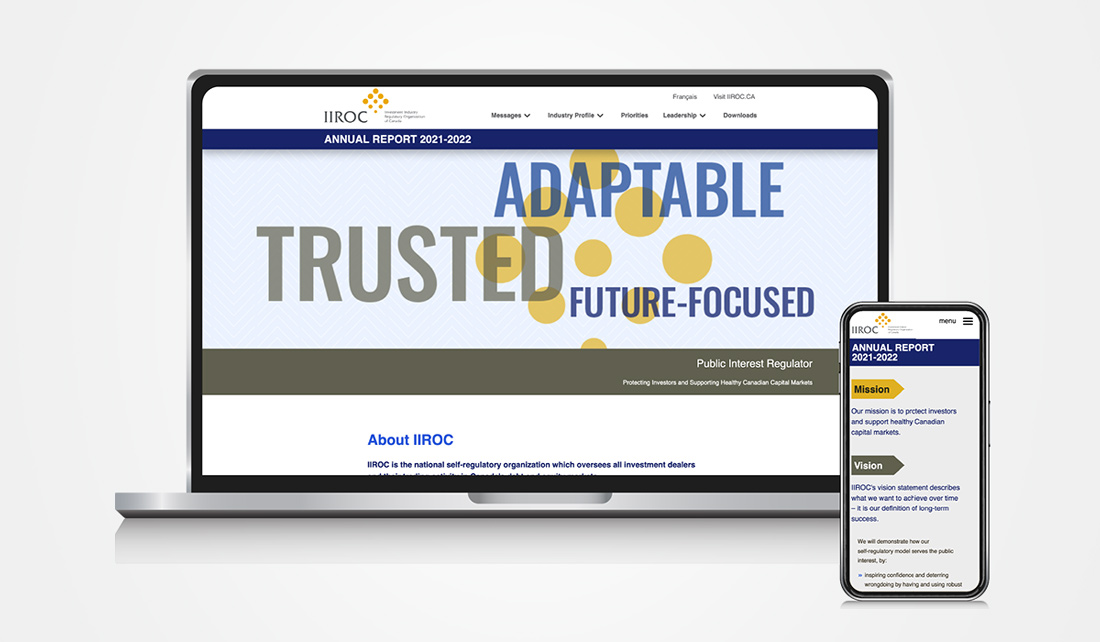 Desktop and mobile mockups of Annual Report 2021-2022 homepage