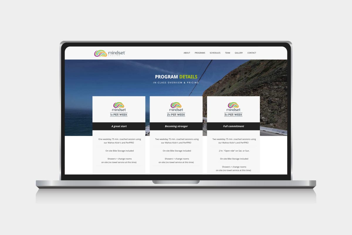 Website mockup on desktop featuring Program Details section